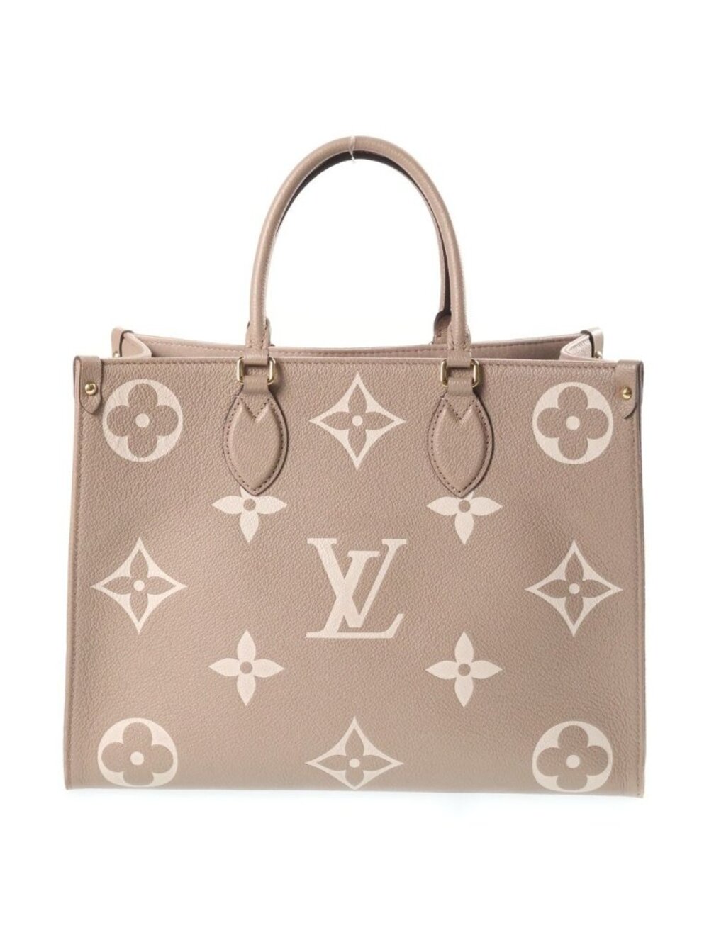 Louis Vuitton Bicolor Monogram Empreinte On The Go MM Tourterelle Cream Handbag - Picture 2 of 9
